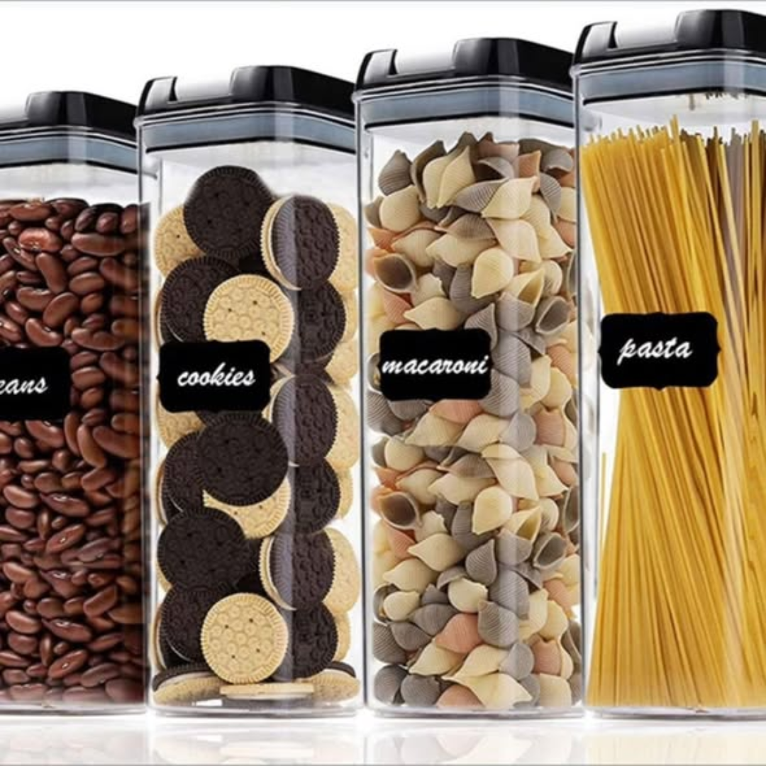 4Pcs Transparent Acrylic Cereal Food/Pantry Storage Containers