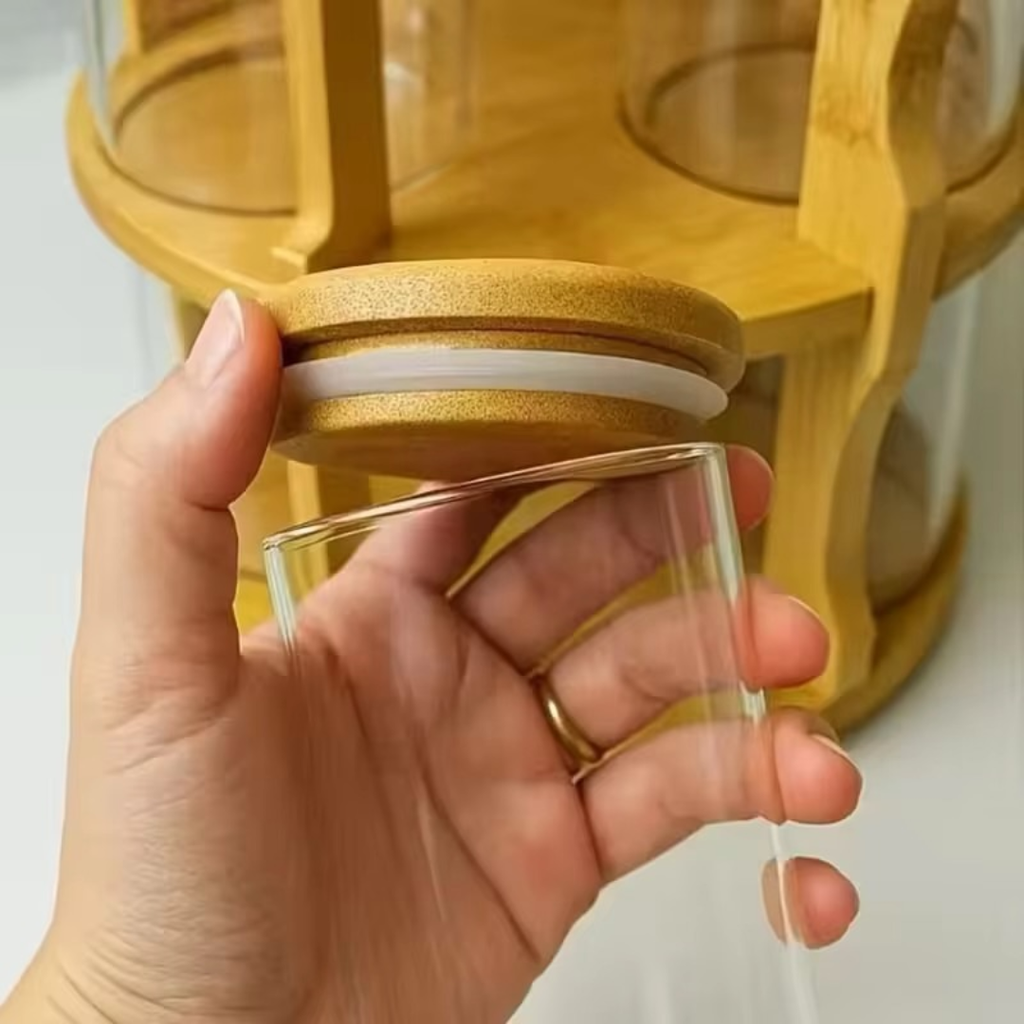 360° Rotating Bamboo Spice Rack Set (8-Piece Set)