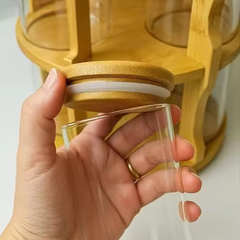 360° Rotating Bamboo Spice Rack Set (8-Piece Set)