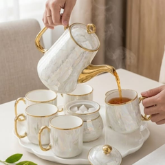 11pc Luxury Pearl Handle Tea Set