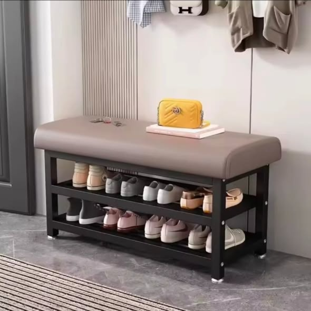 Entryway Shoe Rack with Padded Seat