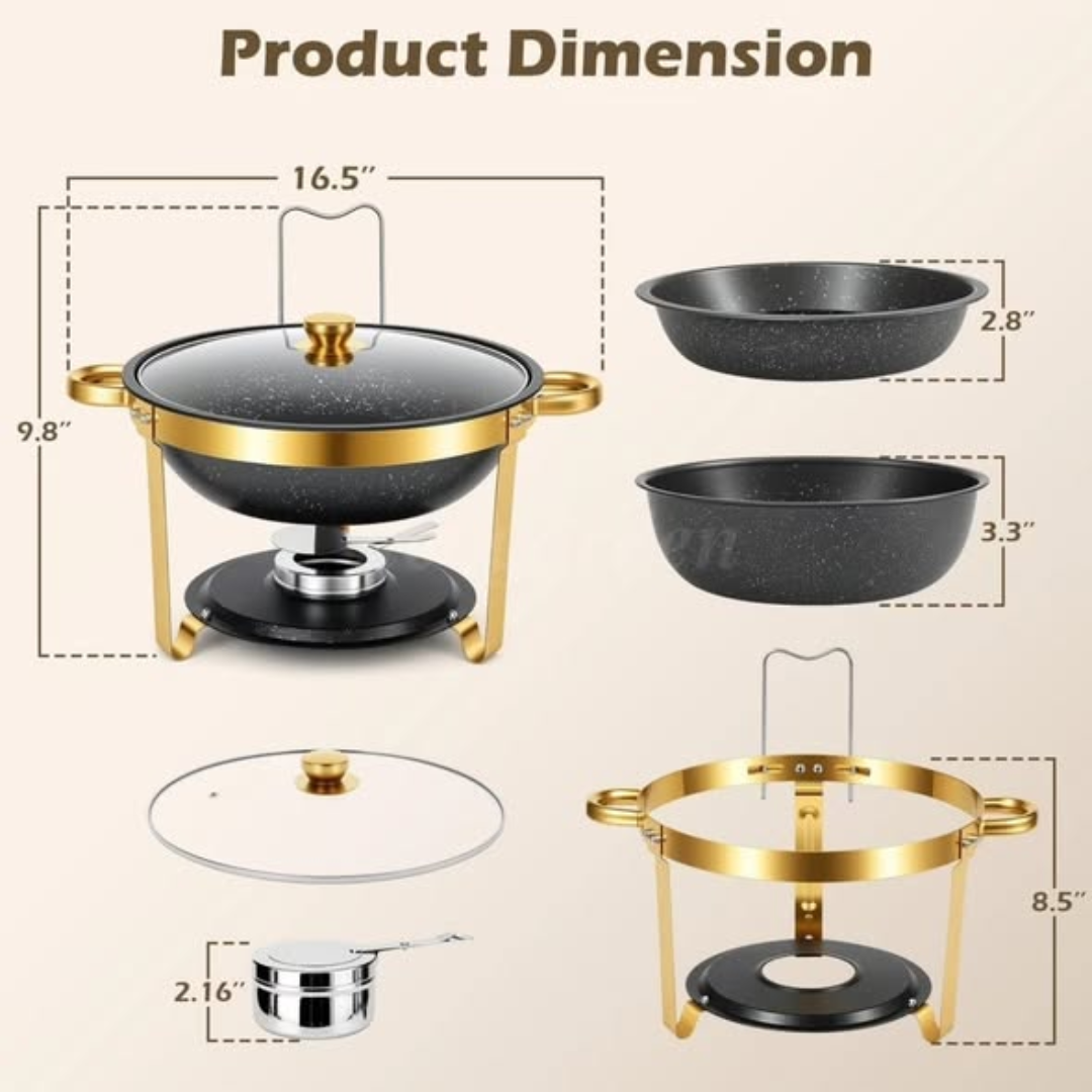 Black and Gold Round Stainless Steel Chafing Dish