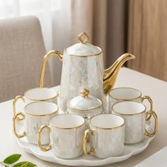 11pc Luxury Pearl Handle Tea Set
