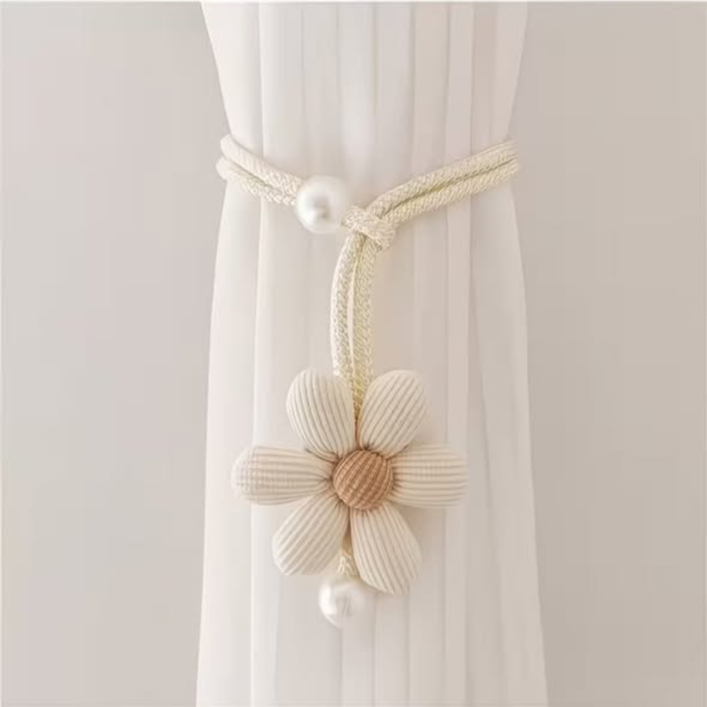 2Pcs Floral Pearl Curtain Tiebacks