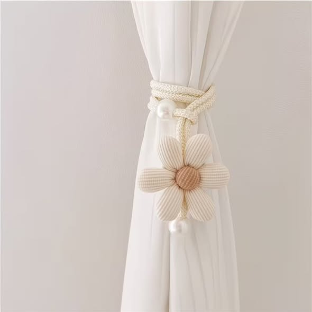 2Pcs Floral Pearl Curtain Tiebacks