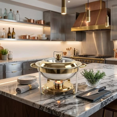 Round 6-litre Stainless Steel Chafing Dish