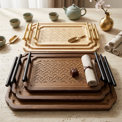 3-Piece Nested Bamboo Serving Tray Set