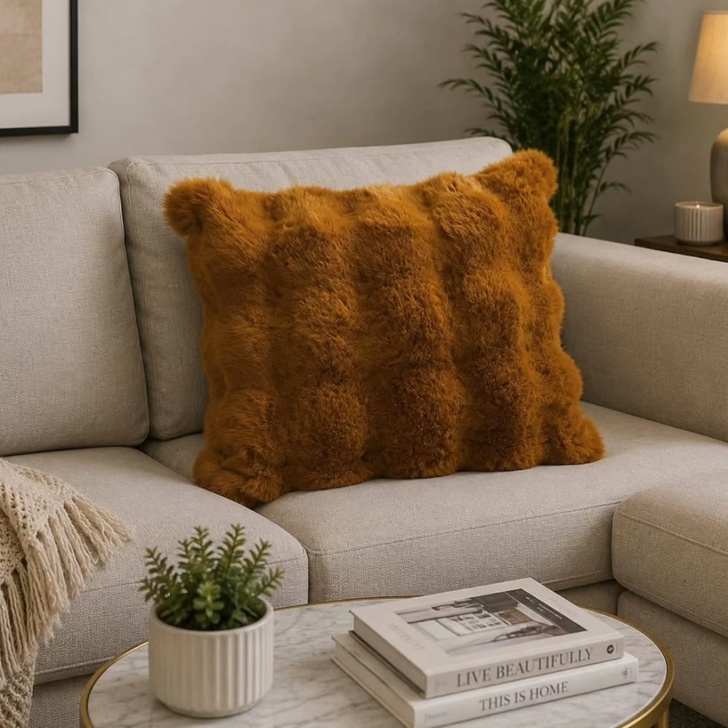 Soft Cozy Faux Rabbit Fur Cushion Cover