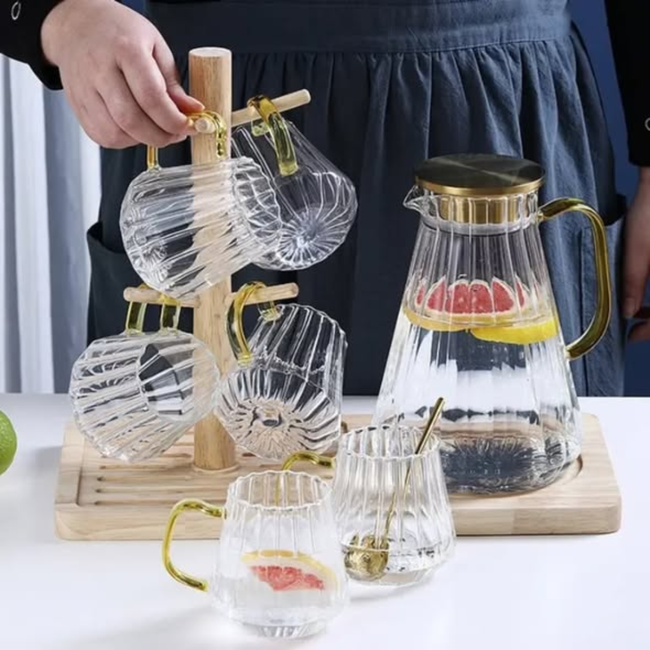 Glass Decanter Kettle Cups Set