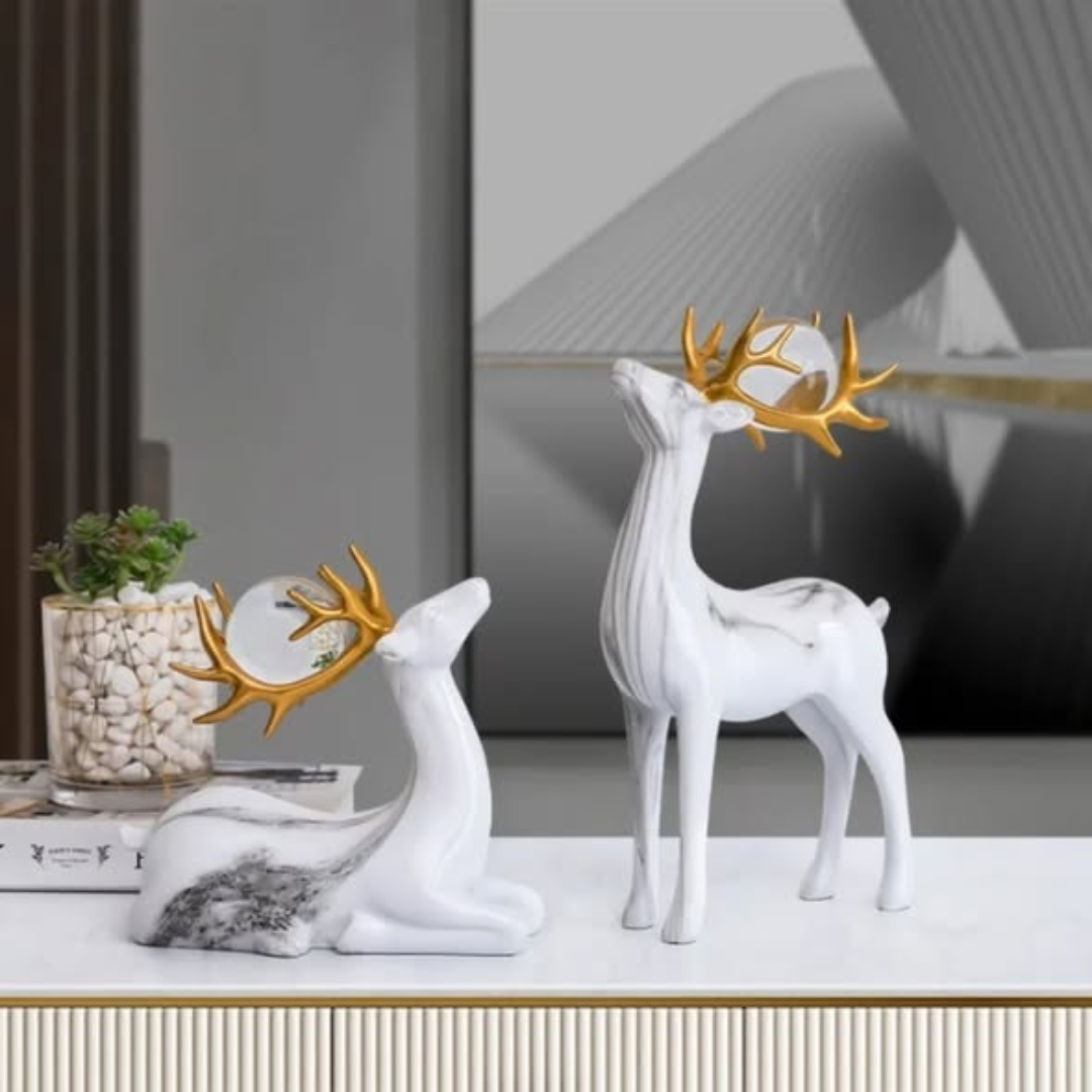 2pcs DEER RESIN ORNAMENT set