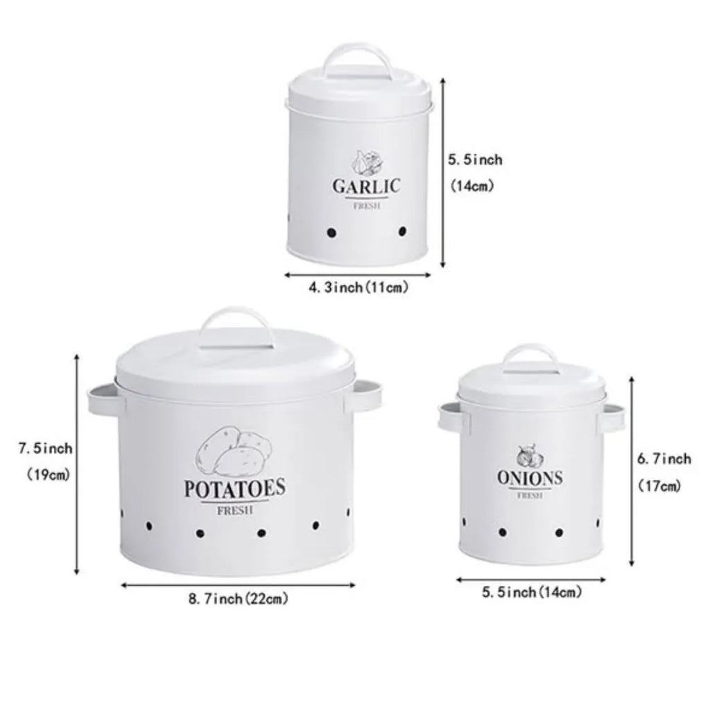 3Pcs Potato Onion Garlic Perforated Storage Bins