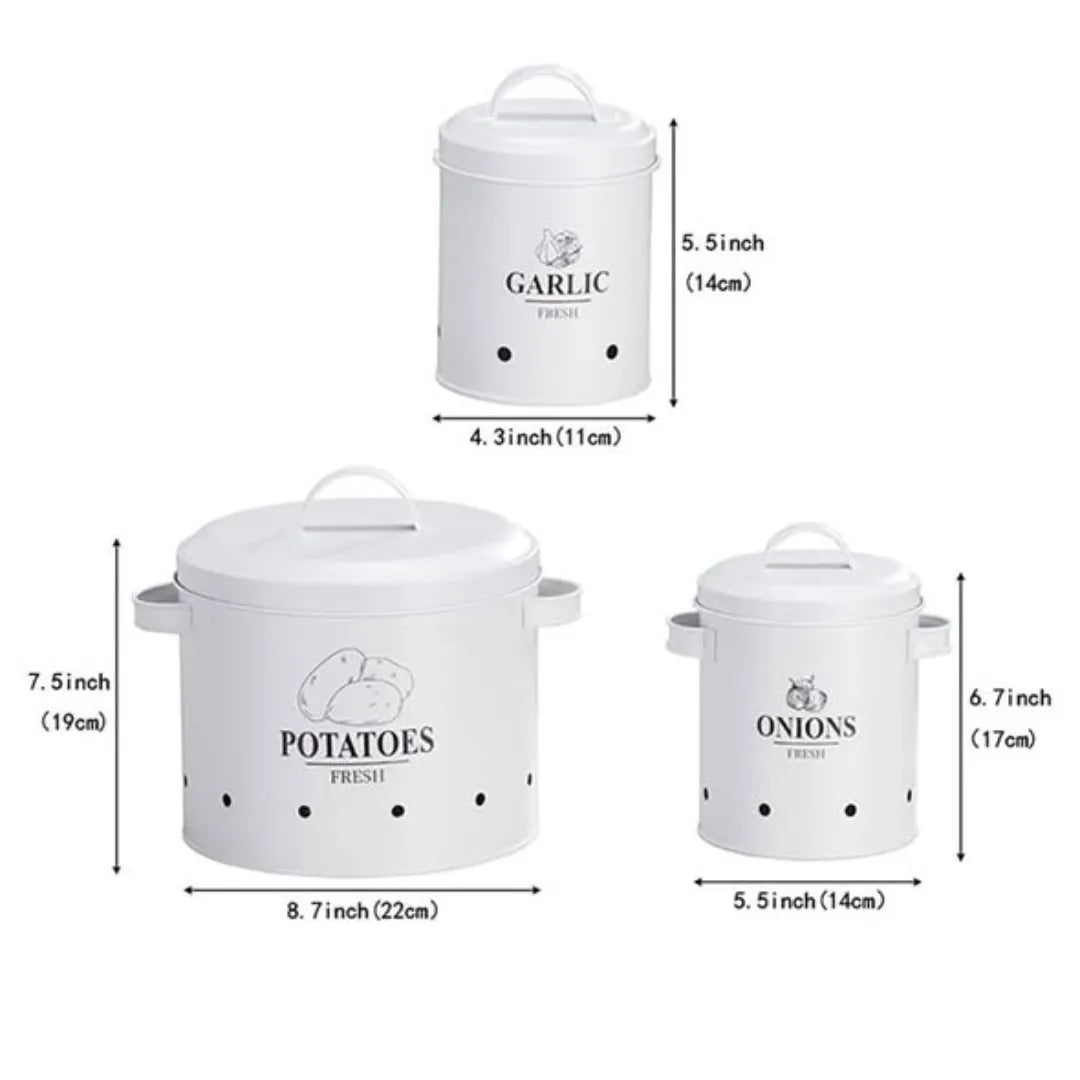 3Pcs Potato Onion Garlic Perforated Storage Bins