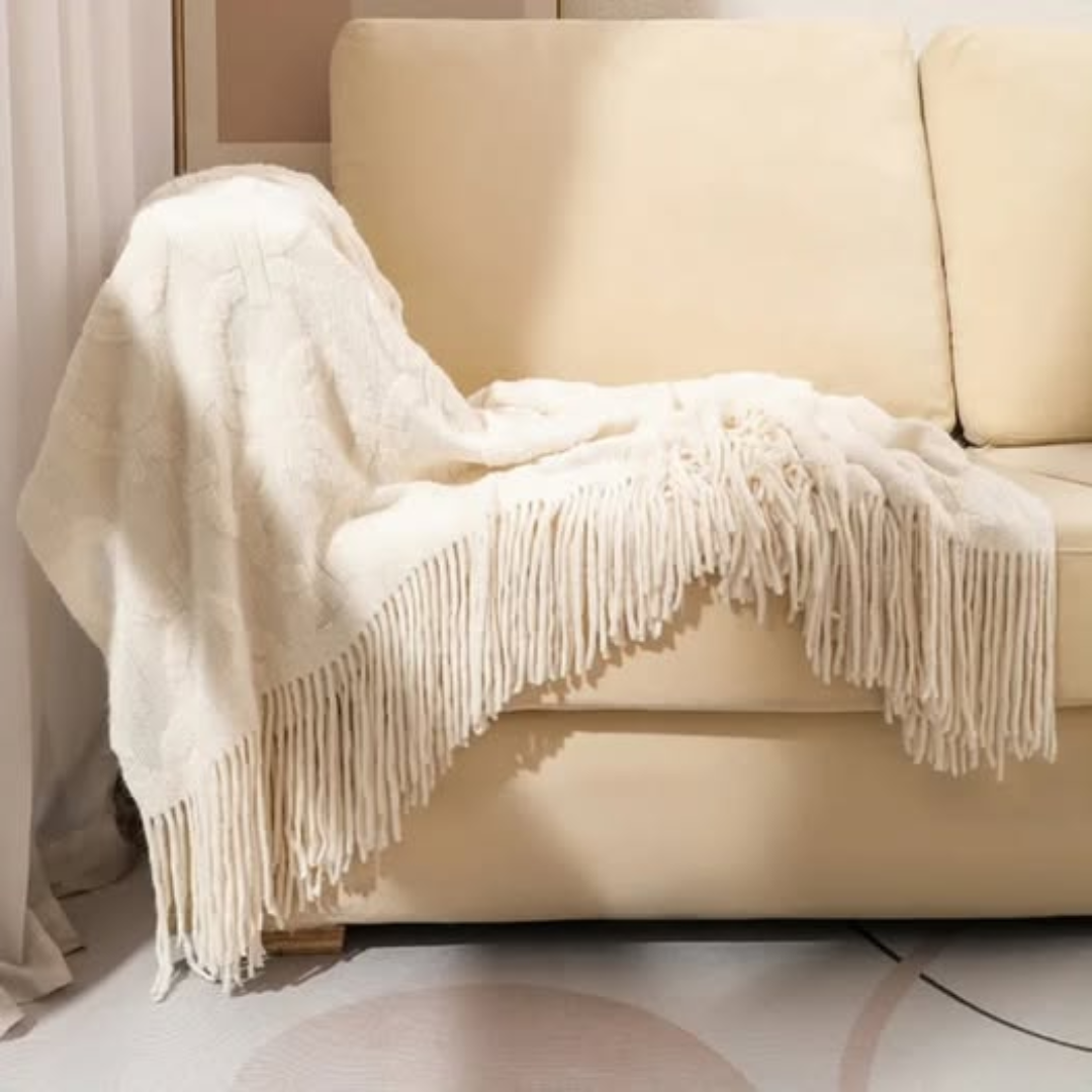 Throw Blanket with Tassels