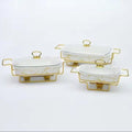 3pcs White Gold Ceramic Chaffing Dish