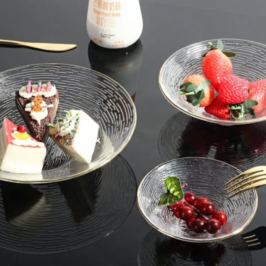 3pc set Transparent Glass Plate
