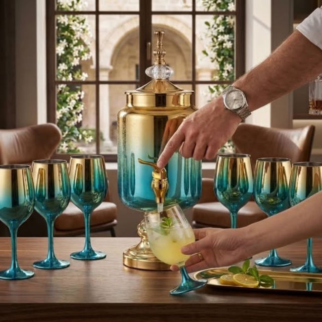 Glassware juice dispenser