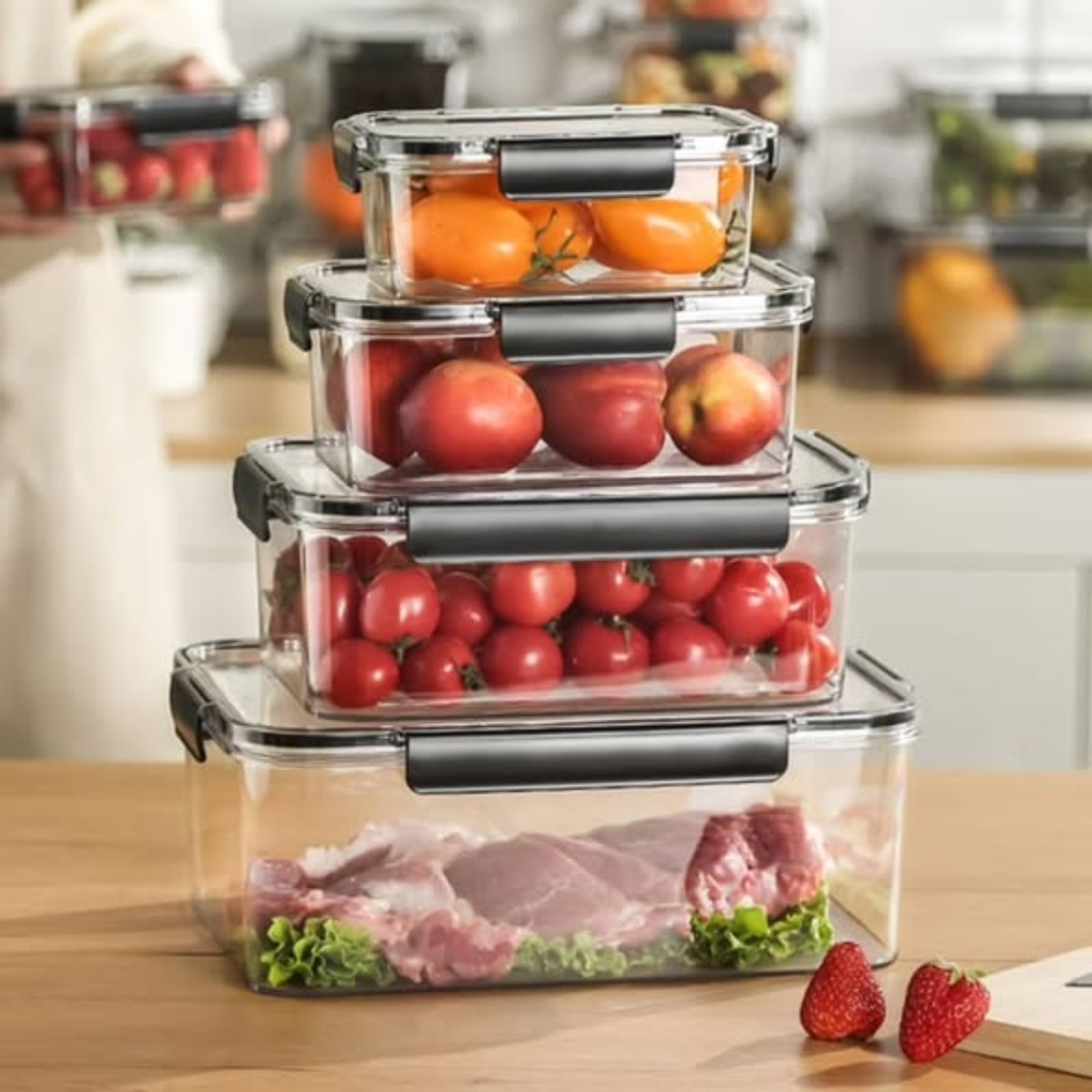4pcs set Transparent Sealed Refrigerator containers