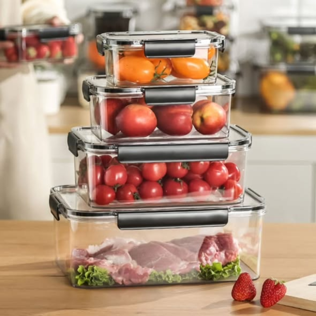4pcs set Transparent Sealed Refrigerator containers