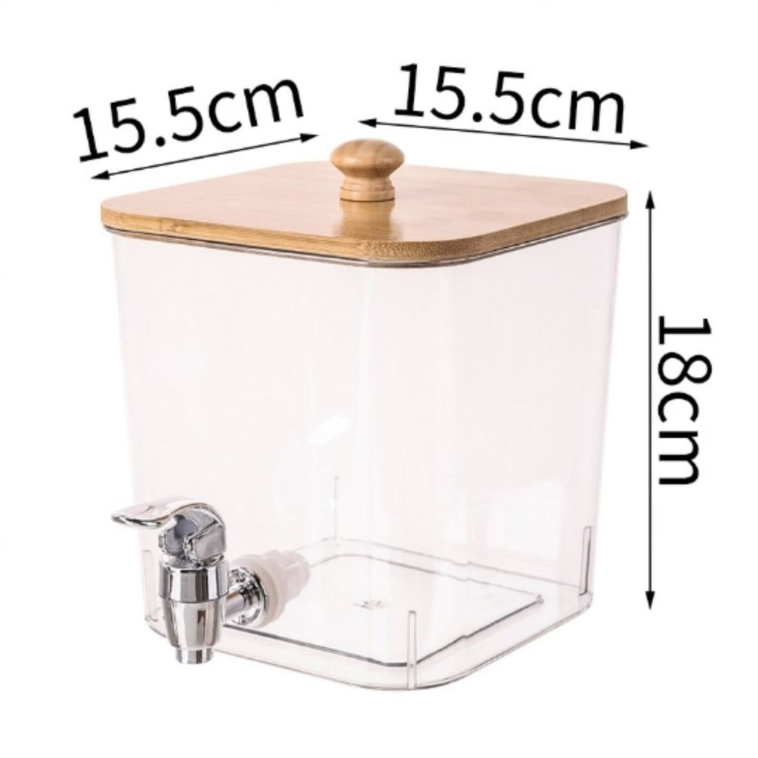 Acrylic Laundry Detergent Dispenser with Bamboo Lid and Tap