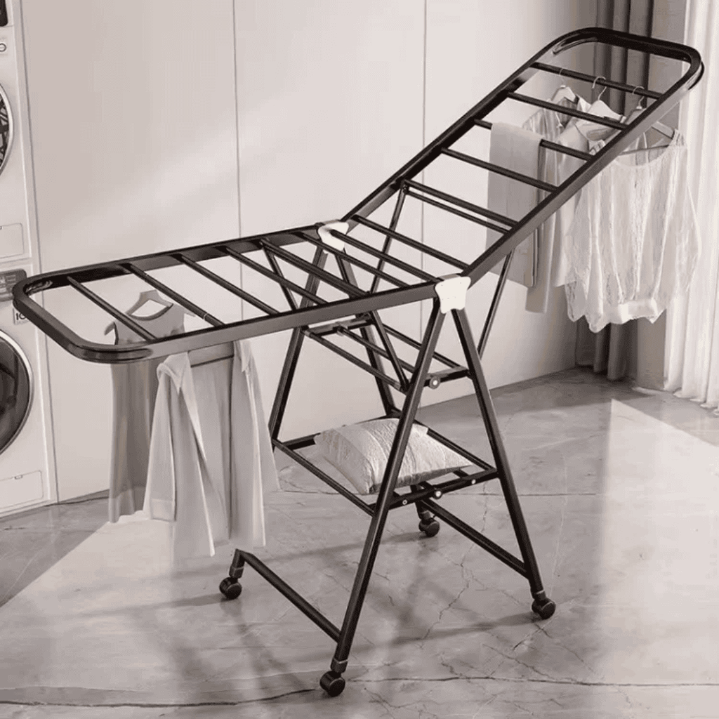 Black Movable Outdoor Drying Rack 1.7M with Wheels