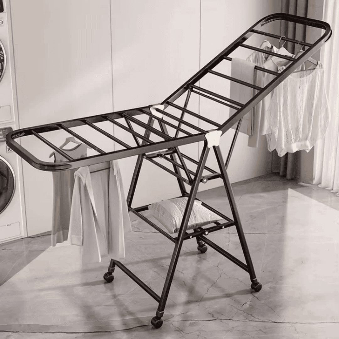Black Movable Outdoor Drying Rack 1.7M with Wheels