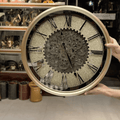 Vintage Wall Clock with Rotating Gears