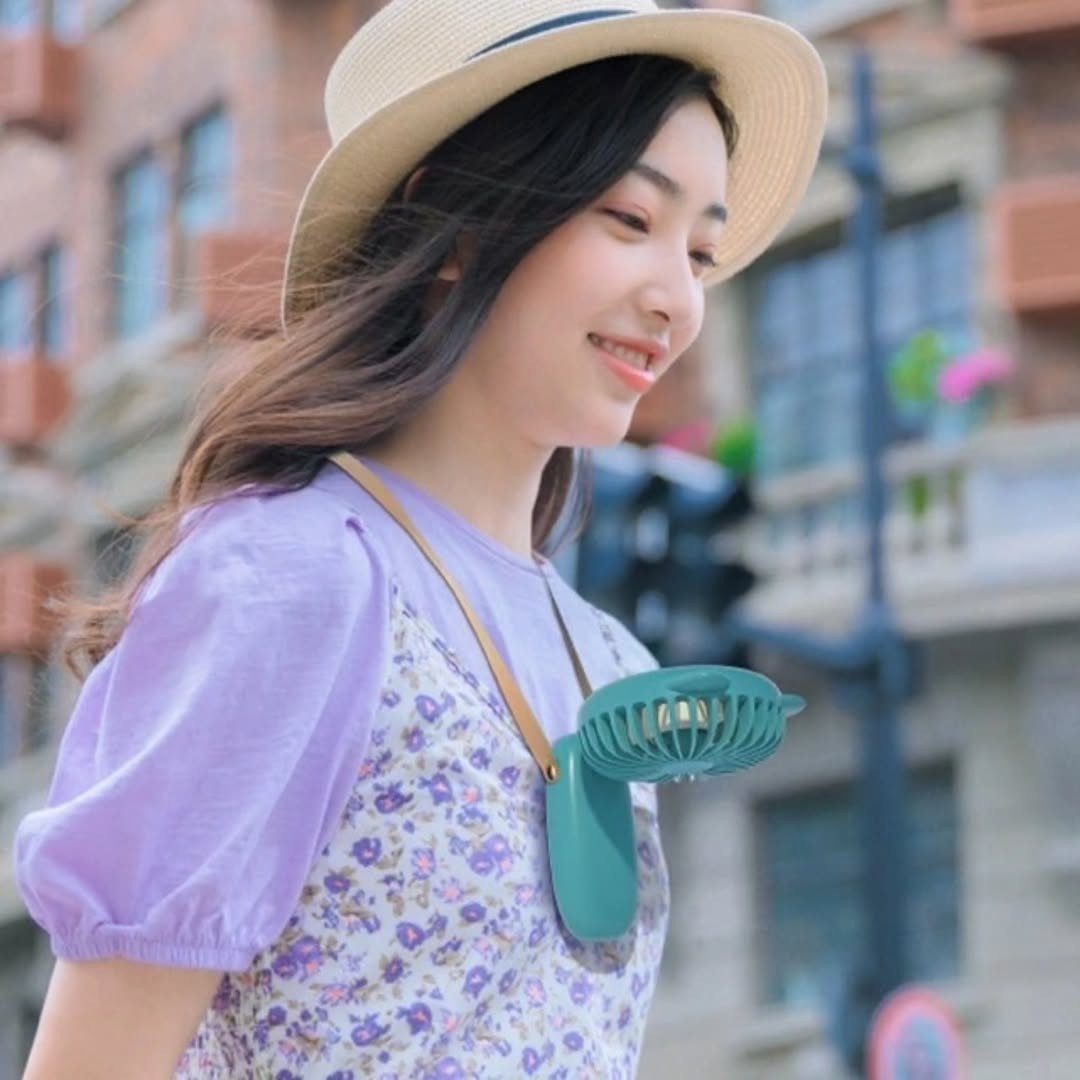 Mini Folding Electric Fan with Strap