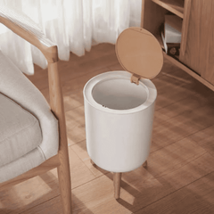 Garbage Container With Wood Grain Cover