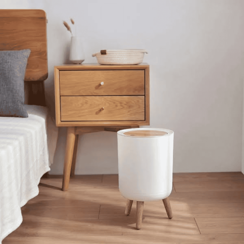 Garbage Container With Wood Grain Cover