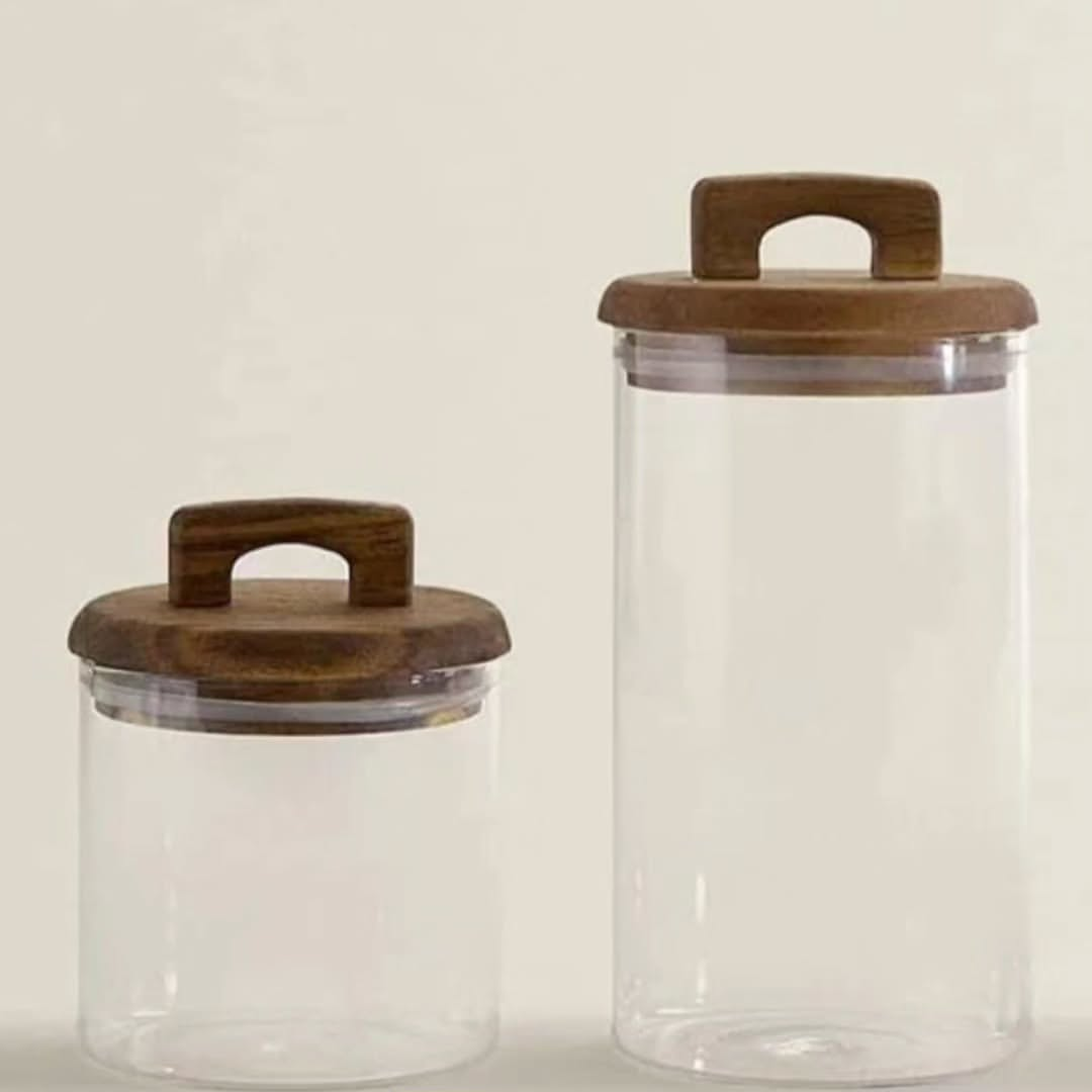 Glass Sealed Storage Jars With Acacia Wood Lid