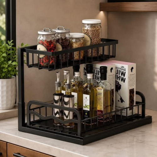 2 Tier Cabinet Spice Rack Organizer