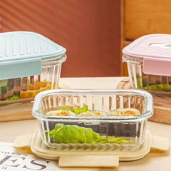3pcs Borosilicate Glass Ribbed Food Storage Containers