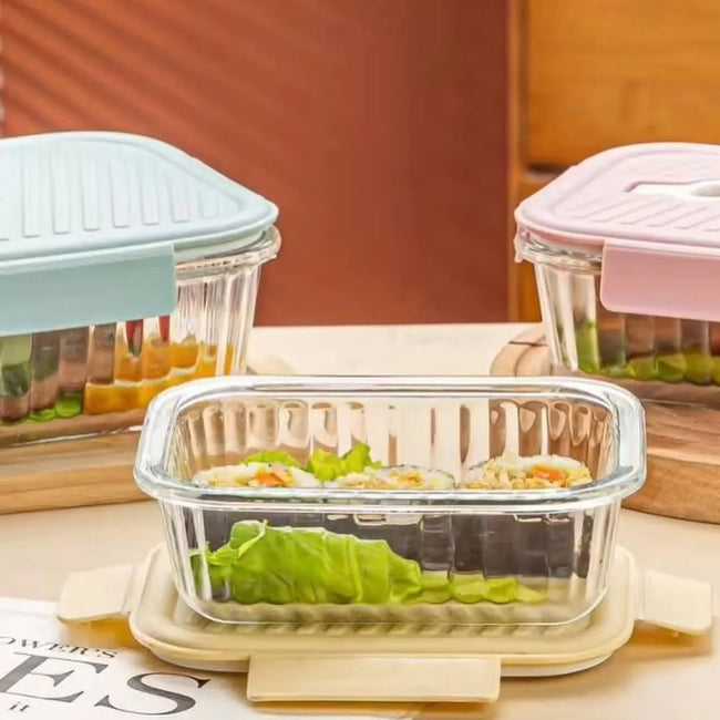 3pcs Borosilicate Glass Ribbed Food Storage Containers