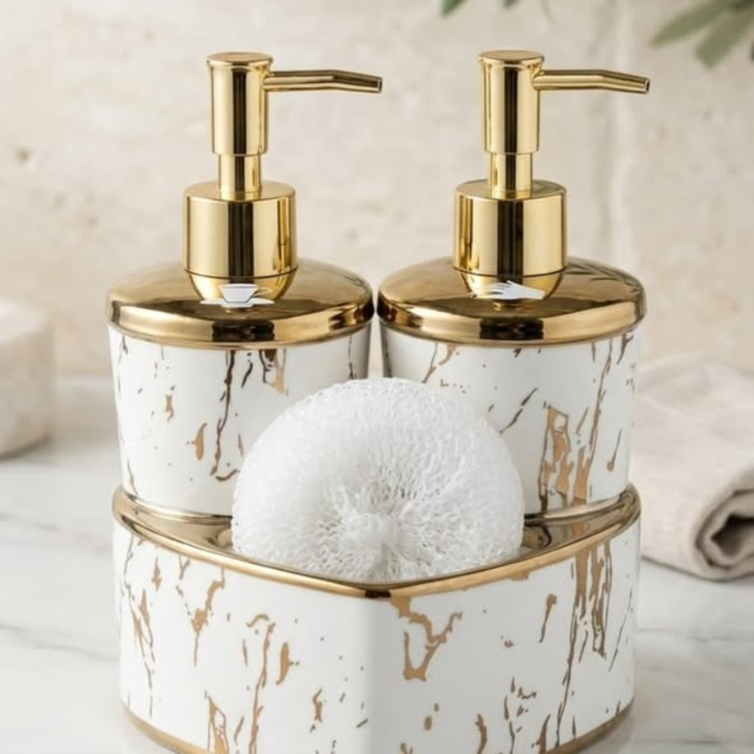 Porcelain heart twins soap dispenser