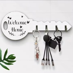 Welcome Home Wooden Key Holder