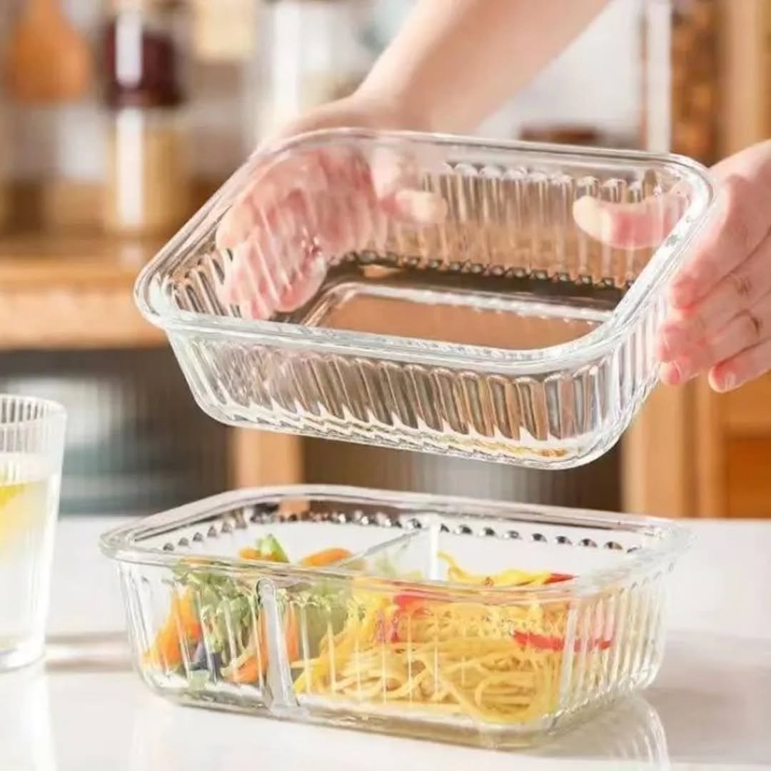 3pcs Borosilicate Glass Ribbed Food Storage Containers