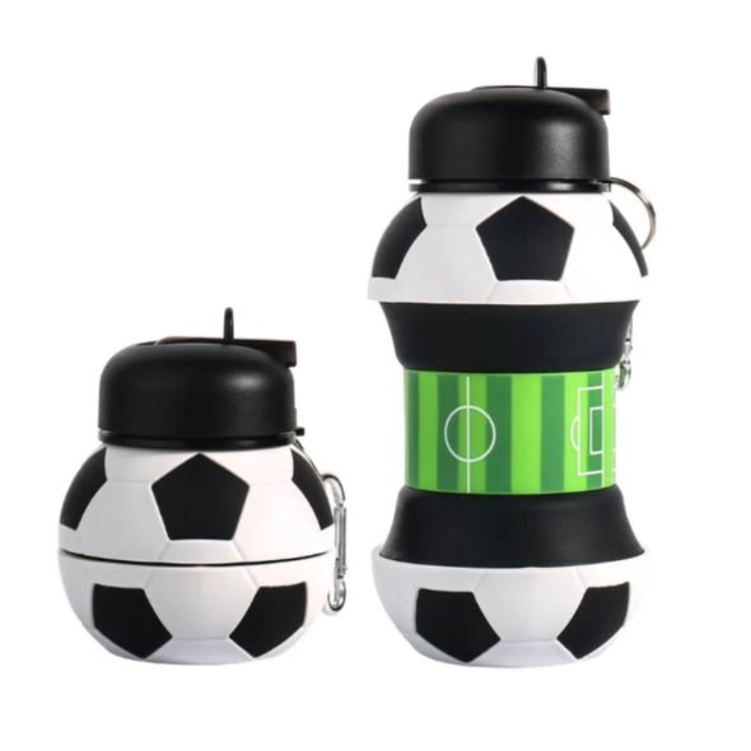 Foldable football shaped silicon water bottles