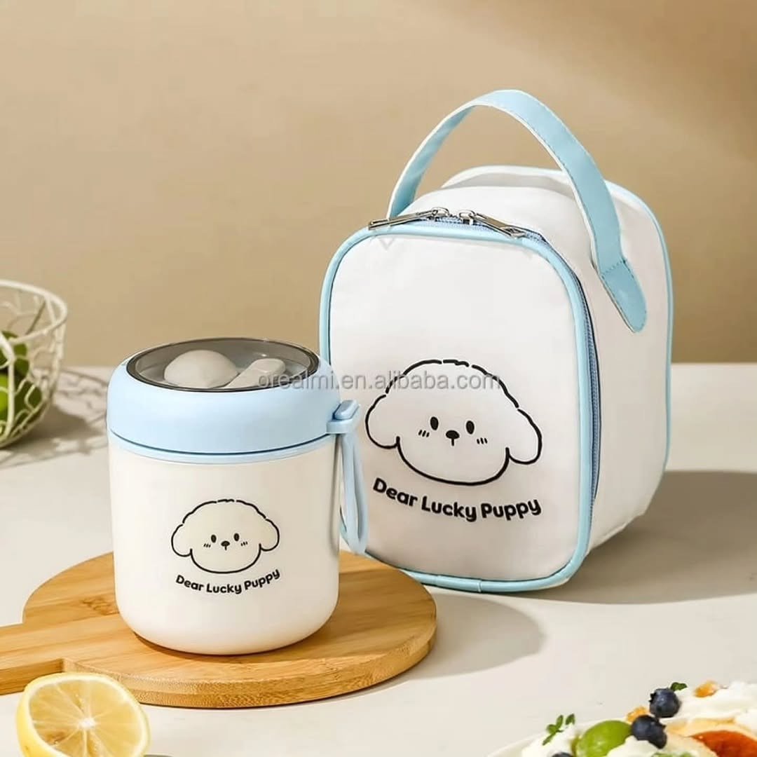 2 in 1 Food Flask Thermos with Matching Insulated Lunch Bag
