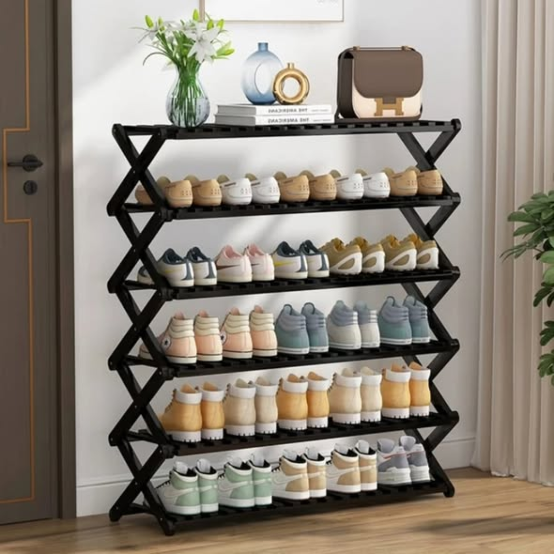 6-Tier Foldable Bamboo Shoe Rack