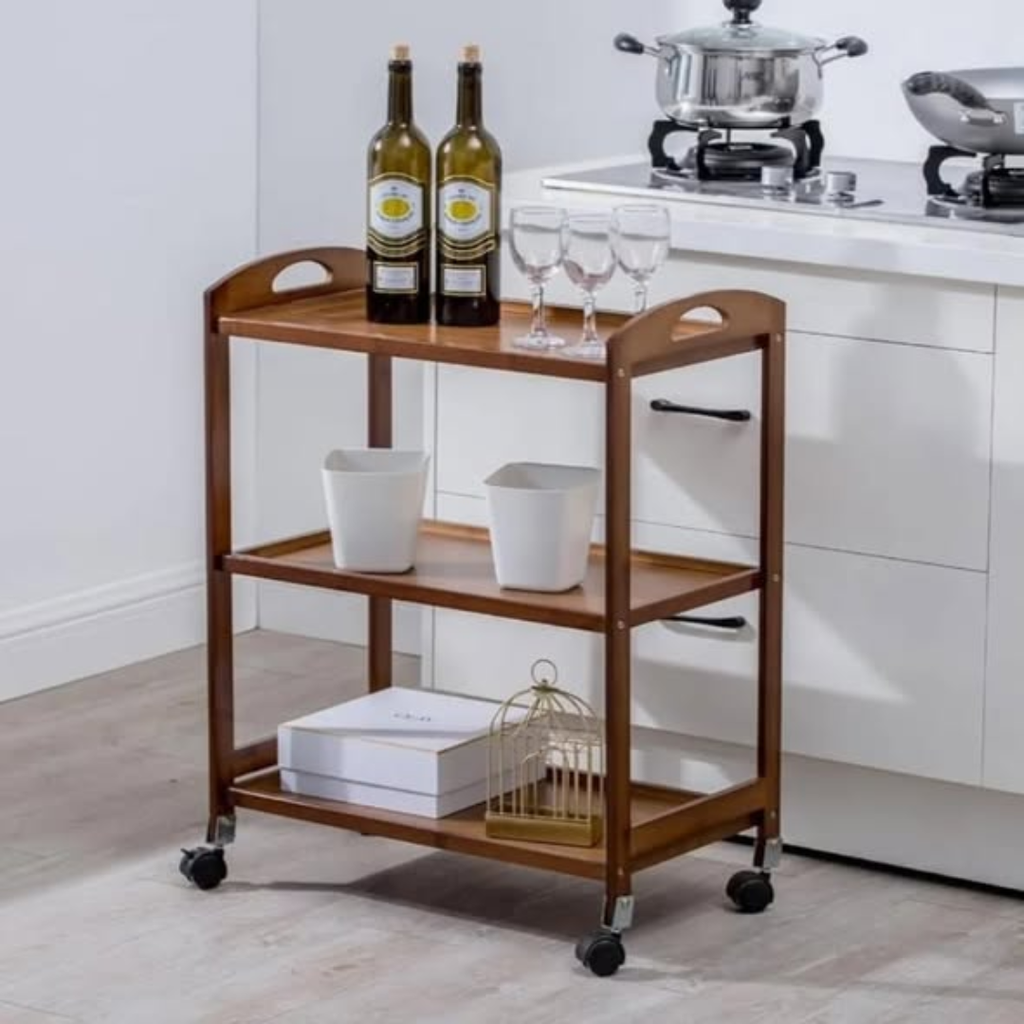 3 tier Bamboo Serving Trolley