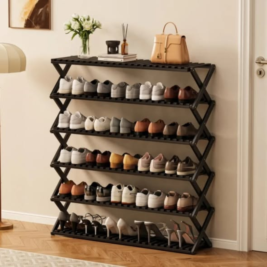 6-Tier Foldable Bamboo Shoe Rack