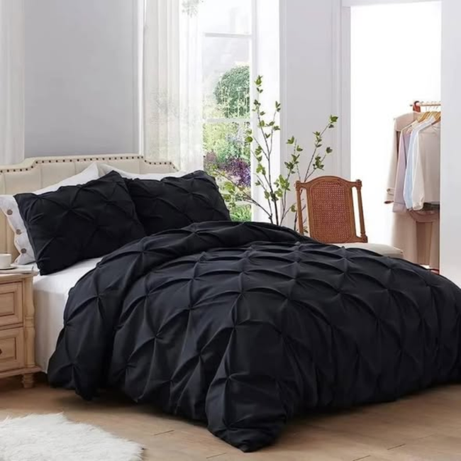 Pinch Pleat Cross Pintuck Duvet Cover Set