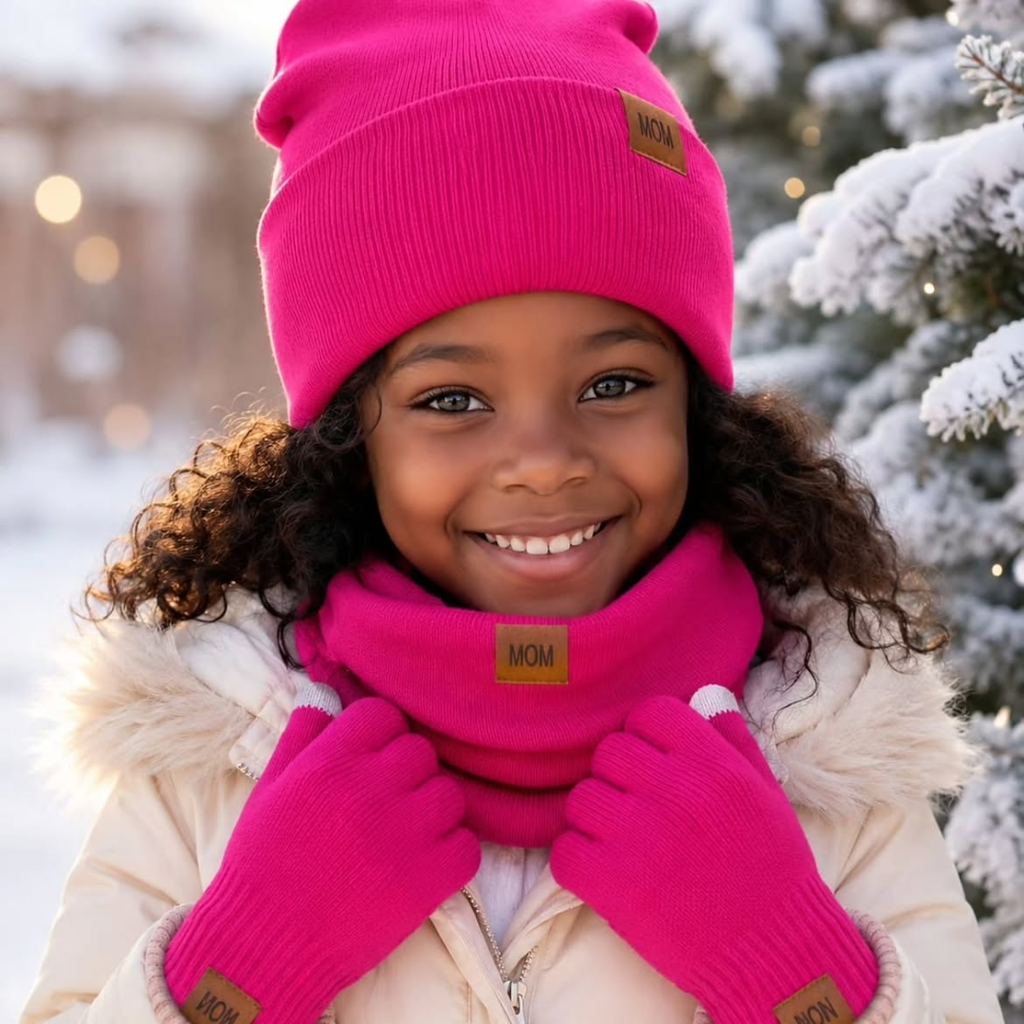 3pcs Kids Winter Hat Scarf and Gloves Set