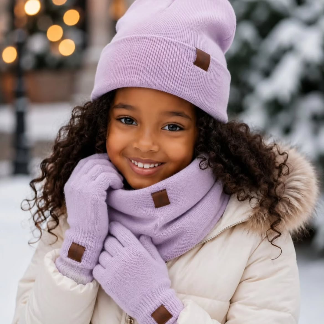 3pcs Kids Winter Hat Scarf and Gloves Set
