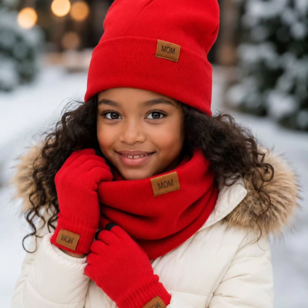 3pcs Kids Winter Hat Scarf and Gloves Set