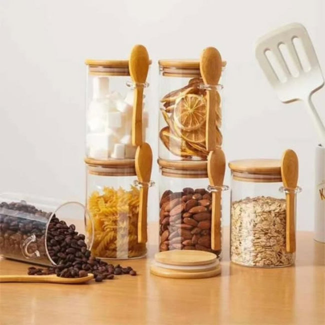 Spice Jar with Wooden Spoon