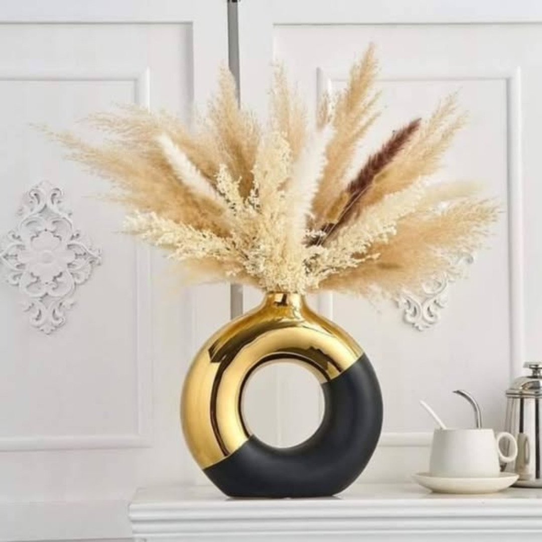 Black Gold Donut Flower Vase