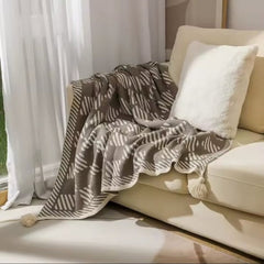 Nordic Bohemian knitted throw blankets with tassels