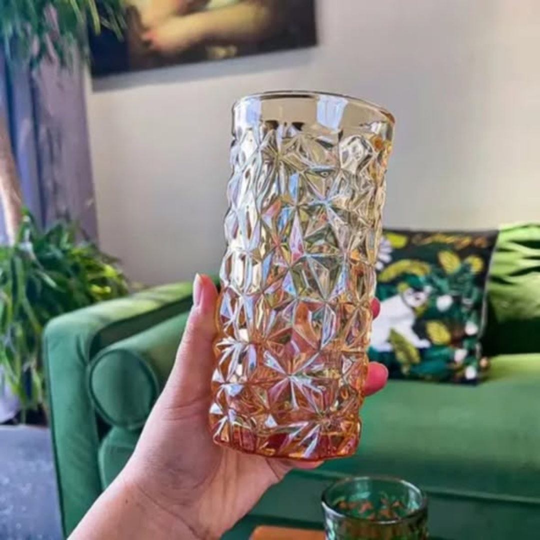 6 Pcs Heavy Duty Crystal Gold Long Glass