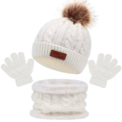 3 in 1 Winter Kids Beanies Hat Scarf and Gloves Set